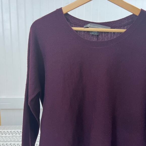 French Connection M Crewneck Sweater Pullover Textured Knit Hi-Low Hem - Picture 1 of 10